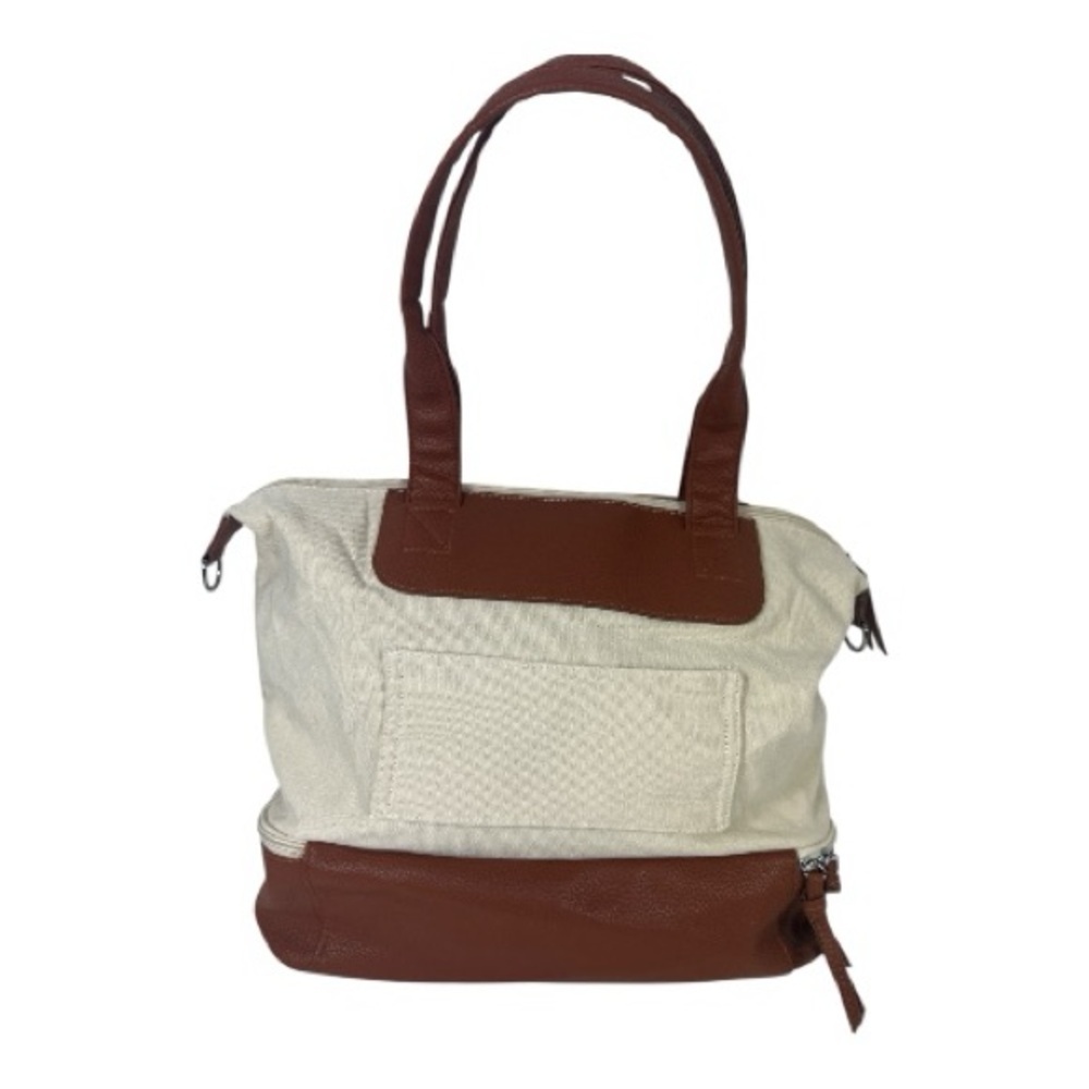 Graf Lantz Weekender Bag Tote Bag Cream & Brown - Picture 3 of 10